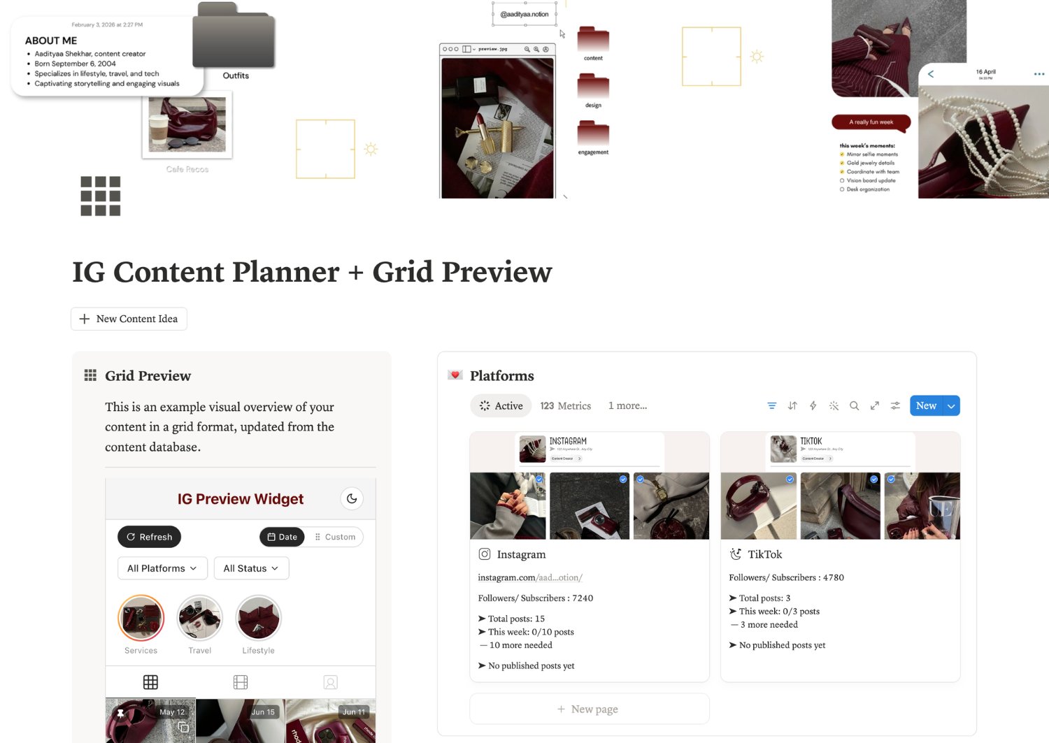 IG Grid template preview